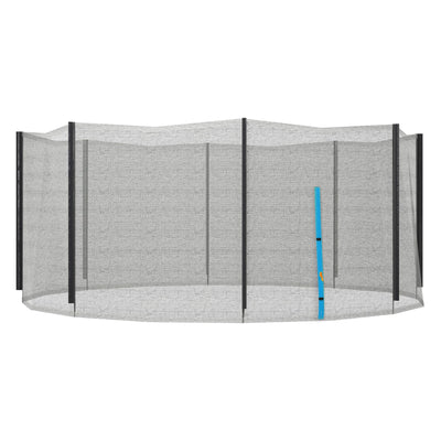Soozier Trampoline Safety Net for 14ft Round Trampoline with 8 Straight Poles Poles Not Included, Weather Resistant Trampoline Net Replacement Enclosure with Yellow Zippered Entrance, Blue
