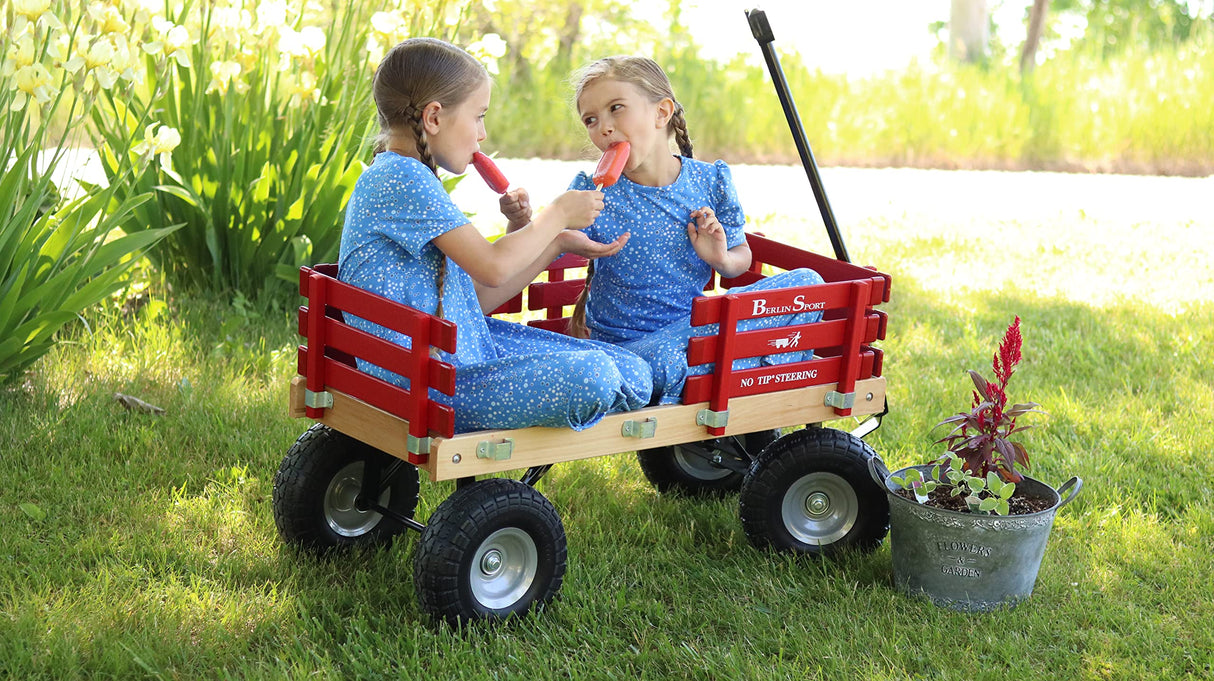 Berlin Flyer Sport Kid's Wagon - Model F410 - Amish Made in Ohio, USA - 10" No-Flat Tires (Red) premier wagons