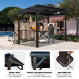 Domi 6.5x12FT Hardtop Grill Gazebo, Outdoor BBQ Gazebo with 2 Side Shelves and Sloping Galvanized Steel Roof, Metal Permanent Grill Canopy with Ceiling Hooks for Patio, Lawn, Backyard, Deck, Brown domi outdoor living