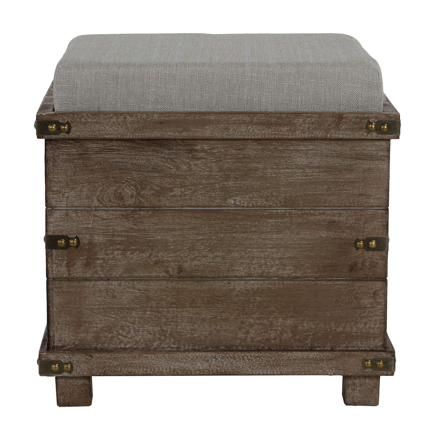 Cortesi Home Scusset Storage Chest Tray Ottoman in Fabric and Wood, Grey, 15.75"W x 15.75"L x 15.5"H