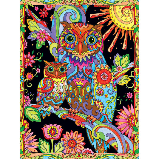 RoseArt - Colorful Expressions - Owl and Baby by Night - 300XL Piece Jigsaw Puzzle for Adults