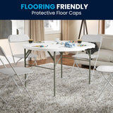 Flash Furniture Freeman 4' Round Plastic Folding Event Table with Carrying Handle, Bi-Fold Portable Banquet Table for Indoor/Outdoor Events, White Flash Furniture