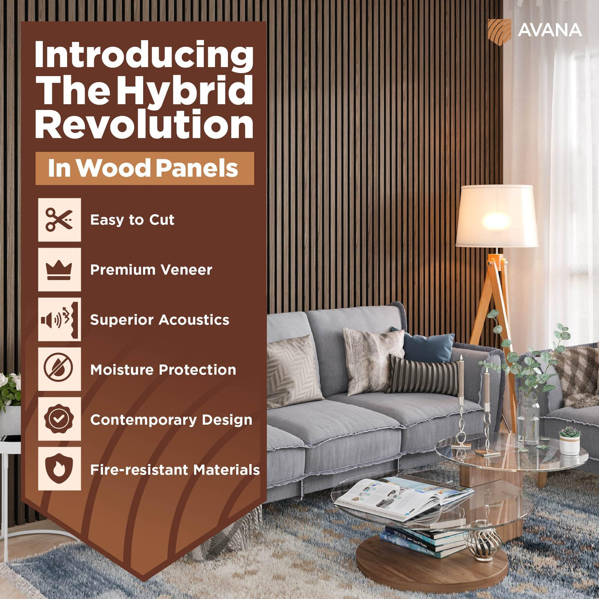 Avana Acoustic Wood Wall Panels – 94.4 x 12.6 Inch Natural Walnut Acoustic Panels 2 PCs – Wall Panels For Interior Wall Decor For Homes, Offices, Studios – Pleasing Decorative Wood Panels For Wall Avana