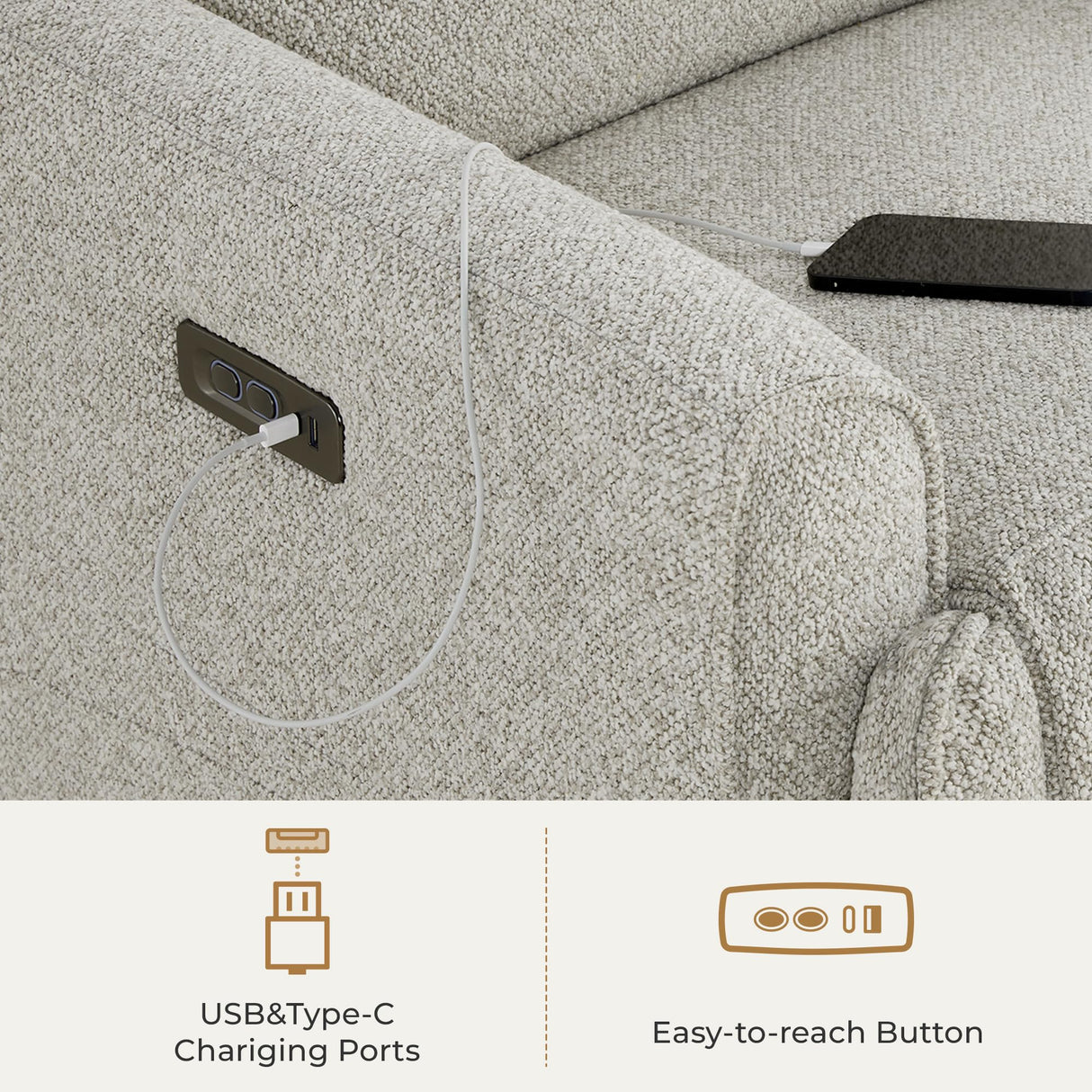 CHITA Electronic Power Recliner Chair Swivel Glider, FSC Certified Modern Nursery Rocking Chair with USB and Type-C Ports, Light Grey CHITA