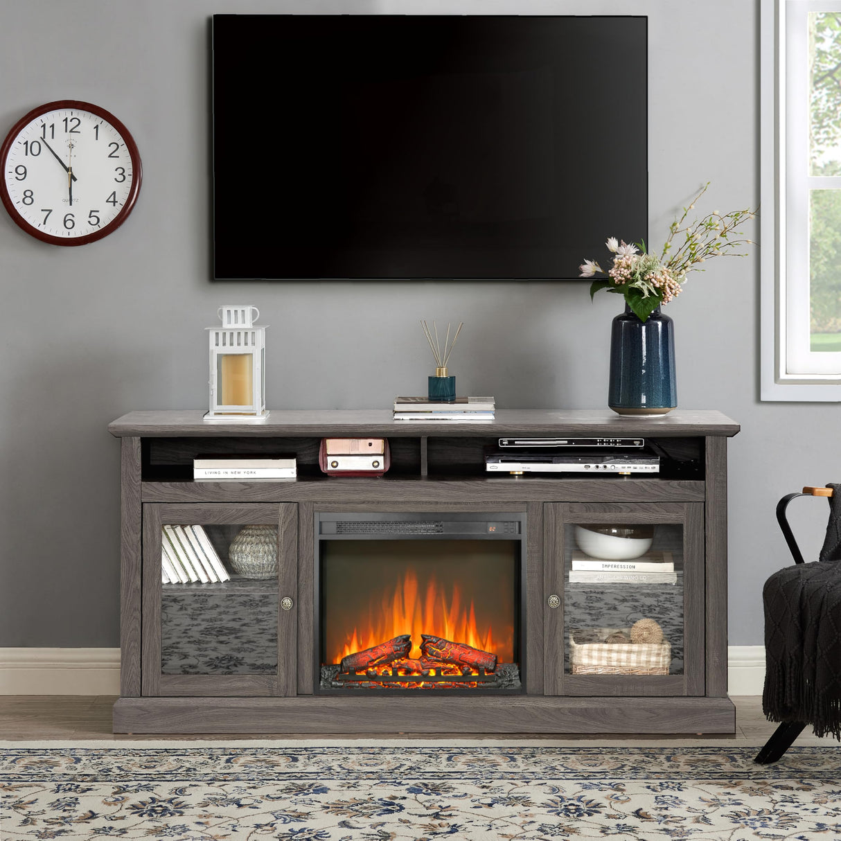 Innoflame 23" Electric Fireplace Insert, Fireplace Heater with Remote, Adjustable 4 Flame Brightness, Log Set, Low Noise, 8H Timer, Overheating Protection, 1400W (23" X 19.7") Innoflame