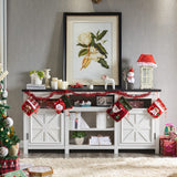 JXQTLINGMU Farmhouse TV Stand for 75 Inch TV, Entertainment Center with Storage, Modern TV Cabinet with Barn Doors, 66" Rustic TV Console for Living Room, Adjustable Shelf - Off White JXQTLINGMU