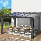 GARTOO 10’ x 13’ Upgraded Wall-Mounted Gazebo, Aluminum Outdoor Patio Lean to Gazebo Pergola with Roof, Gazebo Canopy Awnings to House for Garden, Lawn, Backyard Deck and More GARTOO