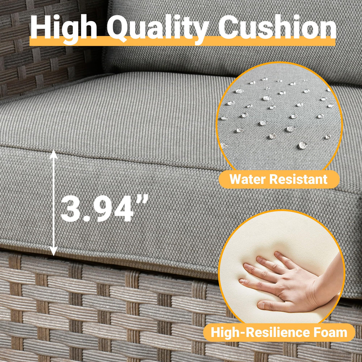 CAODOC 12 Pieces Outdoor Furniture Patio Sectional Sofa Couch Gray PE Wicker Conversation Sets with Ottomans Glass Coffee Table for Garden Poolside Backyard CAODOC