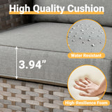 CAODOC 12 Pieces Outdoor Furniture Patio Sectional Sofa Couch Gray PE Wicker Conversation Sets with Ottomans Glass Coffee Table for Garden Poolside Backyard CAODOC