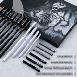 Kird Barken 33 Piece Sketching Pencil Set - 5H to 14B Pencils, Charcoal Pencils, Charcoal Sticks,Graphite Sticks,Painting tools – drawing pencil set for Beginners, Artists, Students, Kids Kird Barken