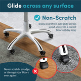 Lifelong Original Office Chair Wheels (As Seen On CNN) Replacement Rubber Chair Casters for Hardwood Floors and Carpet, Set of 5, Heavy Duty Casters for Chairs to Replace Office Chair Mats - Fits 98% Lifelong