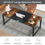 Tribesigns Modern Computer Desk, 63 x 31.5 inch Large Office Desk Computer Table Study Writing Desk Workstation for Home Office, Vintage Black Metal Frame Tribesigns