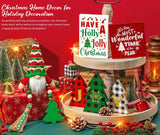 Christmas Tiered Tray Decor 10 PCS Christmas Decorations for Home - Christmas Table Decor Wooden Signs & Christmas Gnome Plush Set - Farmhouse Christmas Tray Decor Kitchen Table Mantel Christmas Party Asoulin
