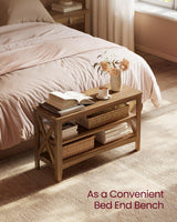 VASAGLE, Entryway Storage Bench, 2-Tier Shoe Rack, 11.8 x 31.5 x 18.9 Inches, Holds up to 300 lb, Farmhouse Style, for Living Room, Bedroom, Honey Brown ULSB053K41 VASAGLE