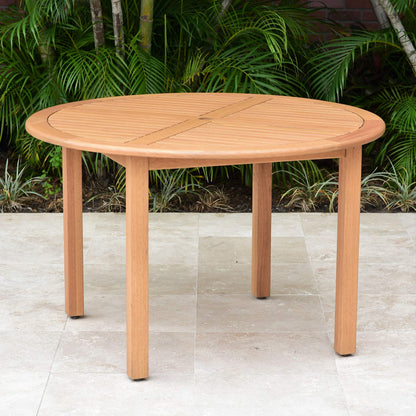 Amazonia Indiana Patio Dining Teak Finish | Durable and Ideal for Indoors and Outdoors, Round Table, Brown - WoodArtSupply