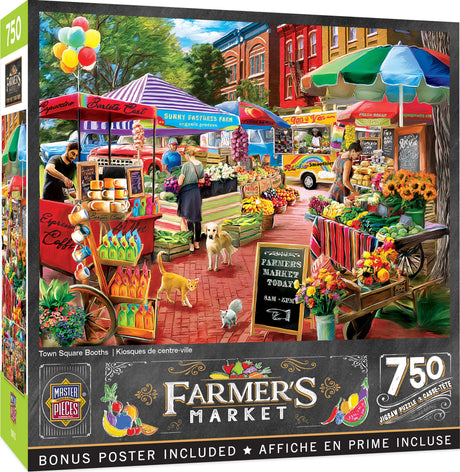 MasterPieces 750 Piece Jigsaw Puzzle for Adults, Family, Or Youth - Town Square Booths - 18"x24" Masterpieces