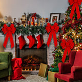 2 Pack Red Christmas Bows Outdoor Decorations,12”x20” Large Christmas Tree Topper Bow, Velvet Wreath Bow with Glitter Gold Edge for Xmas Home Front Door Decor Hongsome