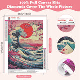 SENQAO Wave Diamond Painting Kits for Adults, Sunset Diamond Art Paintings Kit for Beginners, 5D Full Drill Diamand Paintings Kits, Gem Art Crafts for Adults Wall Decor 12x16inch (Cherry Blossom Tree) SENQAO