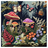 Mushroom Garden Puzzles for Adults 1000 Pieces, Forest Mushroom Butterfly Jigsaw Puzzles, Flowers Nature Plant Embroidery Puzzle as Home Decor PPuzzling