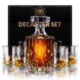Luxury Gift For Men – Whiskey Decanter Set For Beloved Husband Or Dad Birthday Gift – 4 Whiskey Glasses And Decanter Set Is a Great Gift Idea for Whisky, Bourbon, or Scotch lovers Hydro Gizmos
