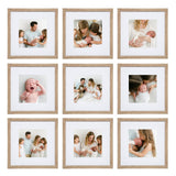 SHEFFIELD HOME 9 Piece Gallery Wall Frame Set, 12x12 in. Matted to 8x8 in. (Light Natural) SHEFFIELD HOME