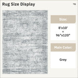 Soalmost Washable Area Rug 8x10, Large Soft Rugs for Living Room Farmhouse Vintage Gray Area Rugs for Bedroom Dining Room Non-Slip Stain Resistant Under Table Rug Grey Soalmost