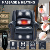 Dual Motor Power Lift Chair, Lay Flat Recliner Chair, Electric Recliner with Massage and Heat for Elderly, Remote Control, Infinite Position, Standing Assistance, USB Ports (Blue, Genuine Leather) Trustyue
