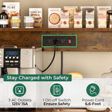 SUPERJARE Rustic Brown Bakers Rack with Power Outlet and Open Storage Space SUPERJARE