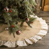 Ivenf Christmas Tree Skirt, 48 inches Natural Burlap Jute with Ruffle Edge, Rustic Xmas Holiday Decoration Ivenf