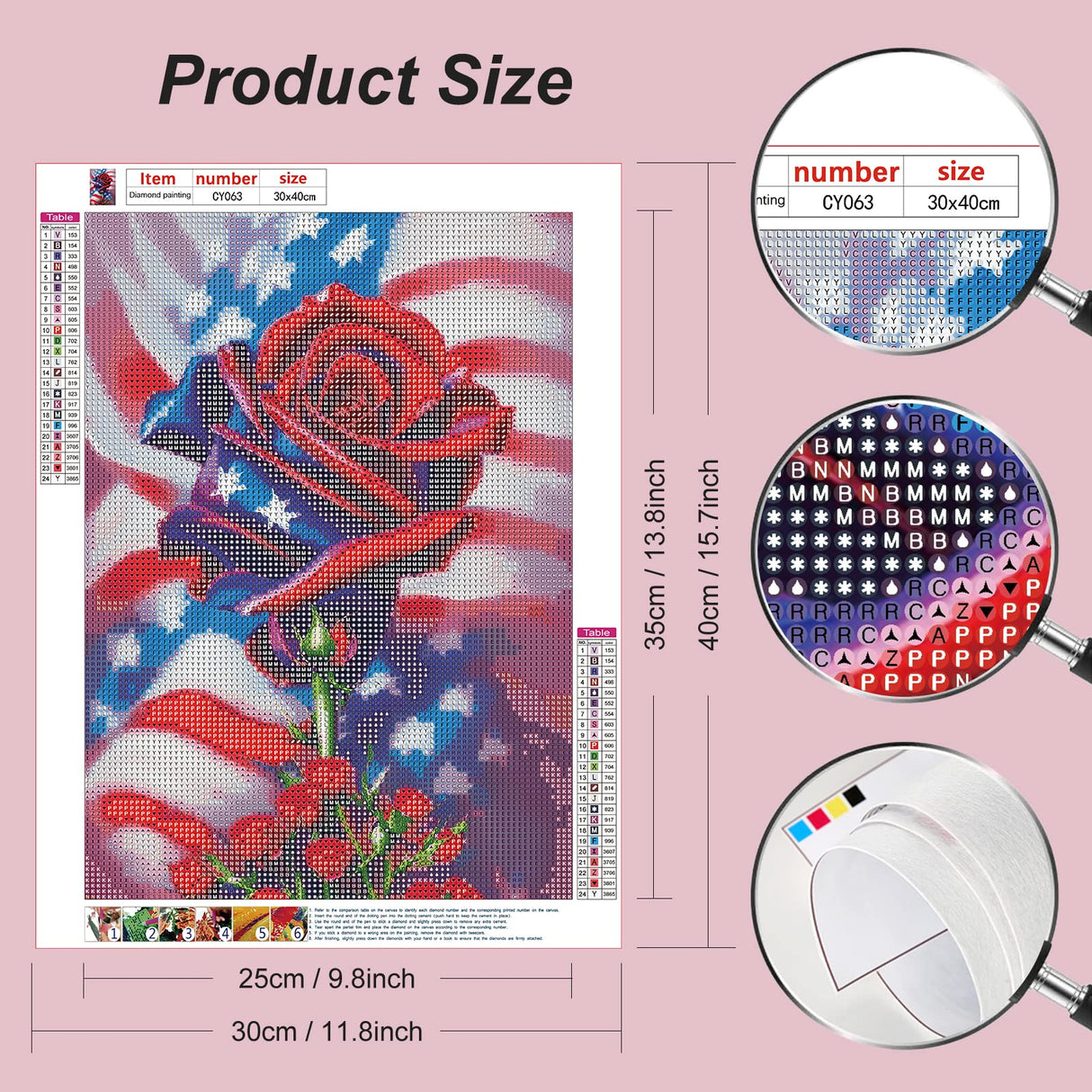 Stalente Diamond Painting Kits for Adults, 5D DIY Diamond Art Kits for Beginners Round Full Drill Diamond Painting for Home Wall Decoration Gift 12×16inch, Rose Flower Stalente