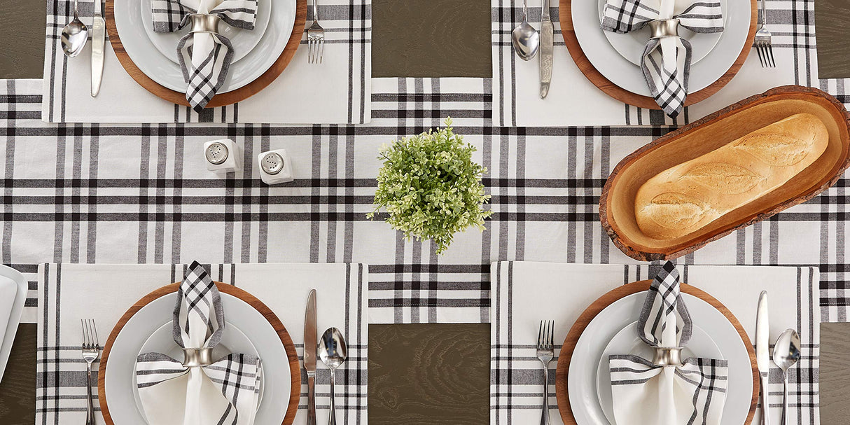 DII Home Sweet Farmhouse Plaid Tabletop Collection, Table Runner, 14x72, Black DII