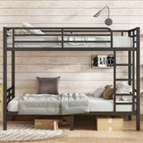 Bellemave Twin XL Over Twin XL Bunk Bed with Headboard and Build in Ladder, Heavy Duty Bunk Beds with Full Length Guardrail, Convertible Bunk Bed for Adults, Teens, Easy Assemble Bunk Beds, Black Bellemave