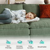 LINSY HOME 123'' Modular Sectional Sofa Green Couch Corduroy Cloud Couches for Living Room, L Shaped Couch with Movable Ottoman, Modern Cloud Sectional Sofas for Bedroom and Apartment, Green LINSY HOME