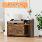IDEALHOUSE Cat Litter Box Enclosures with Top Opening with Cushion, Cat Litter Box Furniture Hidden, Cat House, Privacy Cat Litter Box Cabinet, Storage Cabinet, Hidden Litter Box Furniture, Brown IDEALHOUSE