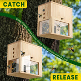 Qualirey 1 Pack Carpenter Bee Trap for Outside, 2 in 1 Catch & Release Wood Bee Traps Outdoor Hanging, Wood Boring High Capacity External Bees Vault, Defender Trap for Bees Catching Qualirey