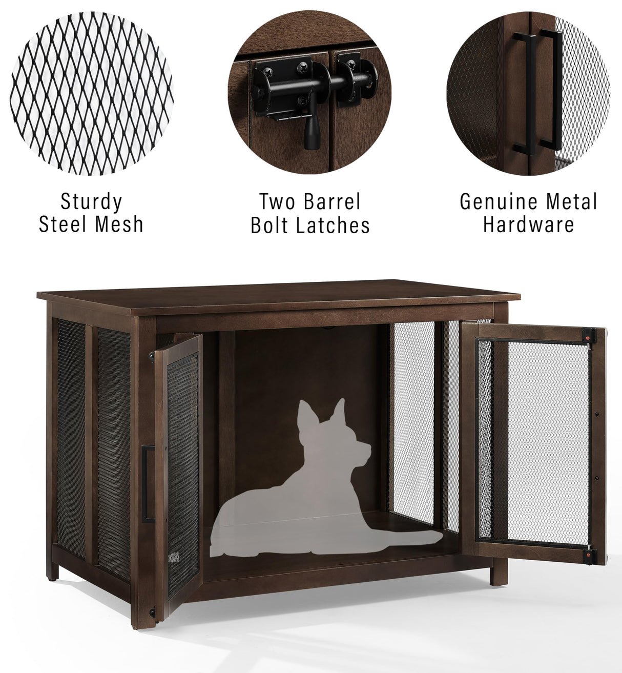 Crosley Furniture Dane Credenza Console Table Dog Crate Kennel for Pets, Brown Crosley Furniture