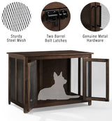 Crosley Furniture Dane Credenza Console Table Dog Crate Kennel for Pets, Brown Crosley Furniture