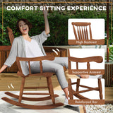 Outsunny Outdoor Wood Rocking Chair, 350 lbs. Porch Rocker with High Back for Garden, Patio, Balcony, Teak Outsunny