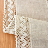 Linen Rustic Farmhouse Style Table Runner Beige Lace Basic Flax Decorative Dresser Scarf 48 Inch Trczzone