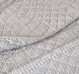 Chezmoi Collection Robyn 3-Piece Neutral Taupe Gray White Floral Hibiscus Flower Patchwork Striped Quilt Set - Pre-Washed Cotton Coverlet - Lightweight Reversible Bedspread, King Size Chezmoi Collection