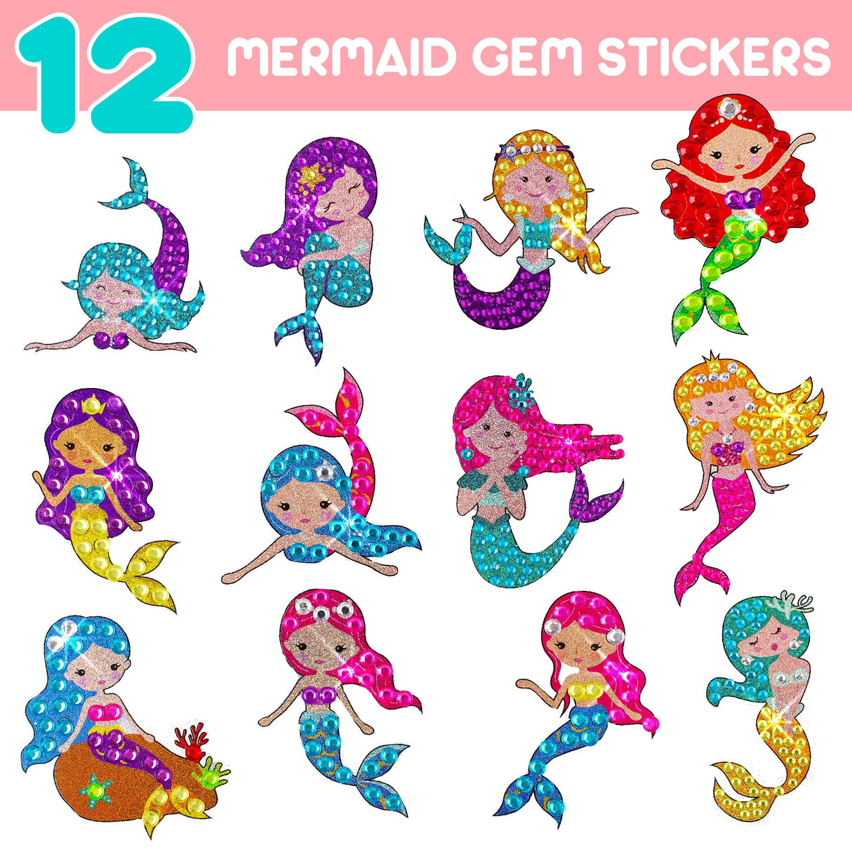 Blue Squid Diamond Art Kits for Kids – Mermaid - Fun & Easy DIY 5D Gem Art Gift Set for Keychains, Stickers, Sun Catchers - Diamond Painting Kit Arts & Crafts Kit for Kids, Girls, Boys Ages 6-12 Blue Squid