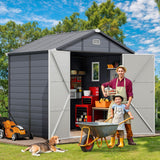 DWVO 8x6.2FT Outdoor Storage Shed w/o Floor, All-Weather Plastic Shed with Lockable Doors, Window & Vents, Plastic Tool Shed for Backyard, Patio, Poolside, Lawn, Gray DWVO