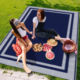 KMAT Outdoor Rug, Waterproof Reversible Patio Rugs, 5x8ft Large Outdoor Area Rug Foldable Plastic Camping Rugs for Outside RV, Patio,Picnic,Camper,Balcony,Porch (Blue &White) KMAT
