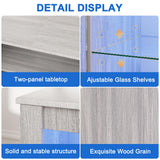 Algglobuy Modern TV Stand for 65 Inch TV with LED Lights, Entertainment Center with Adjustable Tempered Glass Shelves & Power Outlets, Media TV Console Table for Living Room, Bedroom Algglobuy