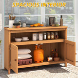 DWVO Poly Lumber Outdoor Sideboard, Patio Bar Table with Storage and Shelves, Weather Resistant Storage Cabinet for Outdoor, Pool and Garden - Brown DWVO