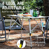 PORTAL Outdoor Folding Portable Picnic Camping Table with Adjustable Height Aluminum Roll Up Table Top Mesh Layer, Silver PORTAL