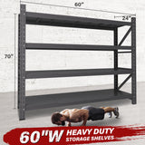 5000LBS Heavy Duty Garage Shelving Units,60" Wide & Deep Storage Shelves,Metal Garage Shelves,Large Storage Rack,Steel Shelf,Industrial Shelving for Shop,Warehouse,Basement,60" W x 24" D x 70" H SISESOL