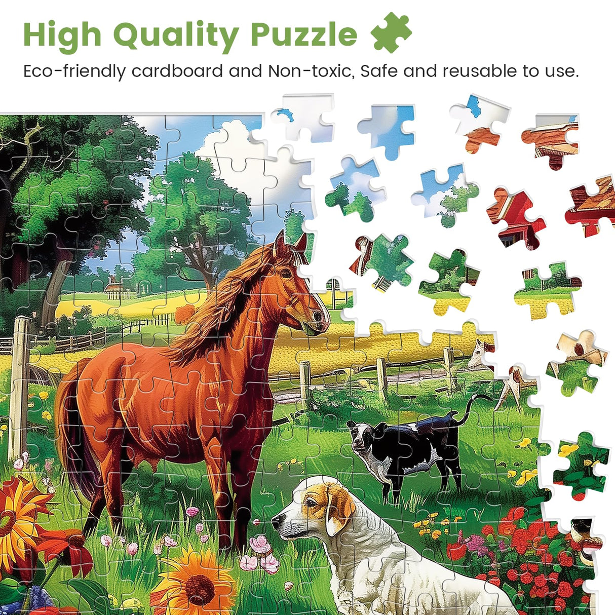 300 Piece Puzzles for Adults,Dogs and Horses Large Piece Jigsaw Puzzle for Adults Kids Seniors,Recycled Cardboard Dogs Puzzle 300 Piece,Family Activity Great Gift for Family Friends 20.5 * 15 in MJYPHDM