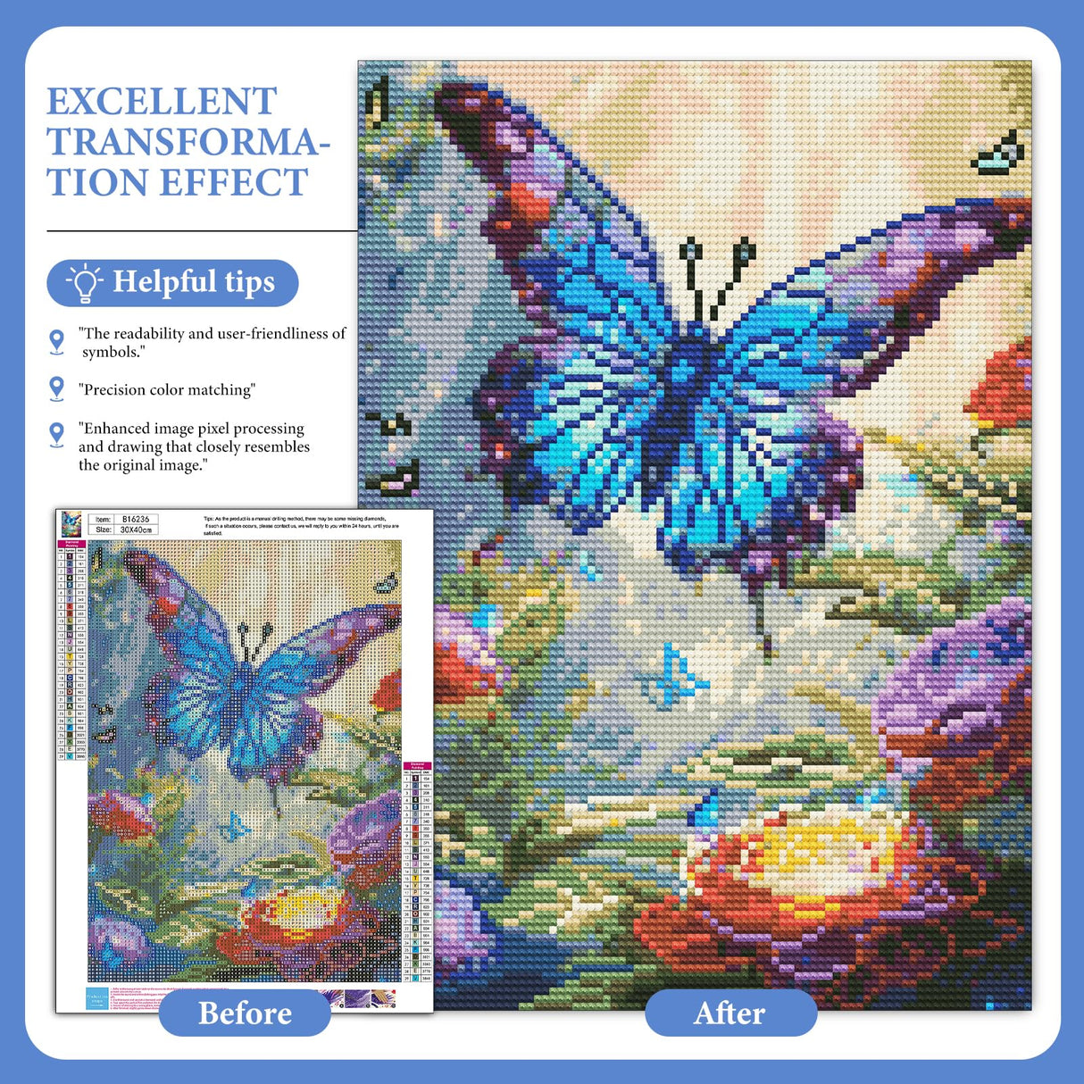Camocin Diamond Art Kits for Adults Butterfly, 5D Flowers Diamond Painting Kits for Adults Beginners, DIY Butterfly Full Round Dots Drill Gem Art Kit for Gift Home Wall Decor 12 x 16 Inch Camocin