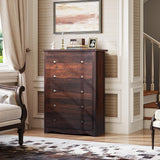 WLIVE Wood Dresser with 5 Drawer, Cabinets Dressers Wood Dresser Cabinet, Organizer Drawers for Bedroom, Living, Hallway, Measuring 15.7" W*31.4" D*45.3" H, Brown WLIVE